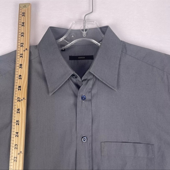 Gucci Italy Y2K Tom Ford Mens Med 41 / 16 Button Up Dress Shirt Gray 100% Cotton - Picture 12 of 12